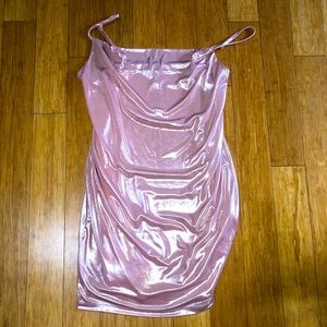 Shiny Barbie Pink Cowl Dress Never Worn